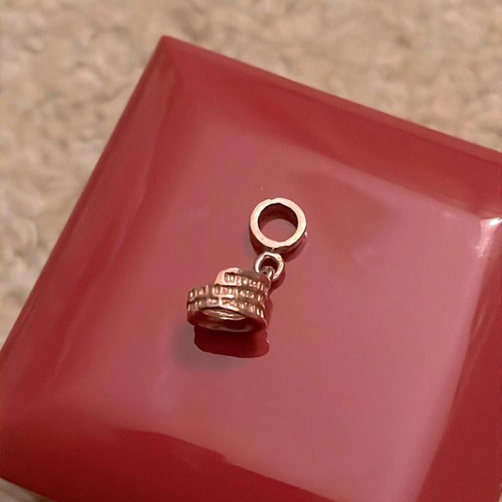 Rose gold tedora Italian colosseum charm